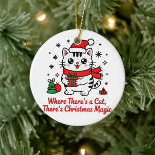  Cute Santa Cat Christmas - Holiday Tree Decor Ceramic Tree Decoration