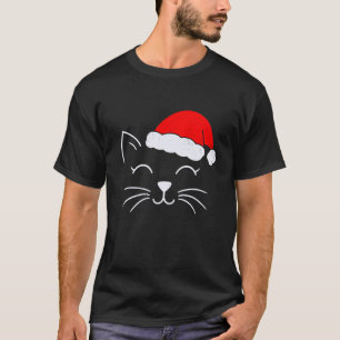 Cute Santa Cat Face Christmas Meow Kitty Pet Cat L T-Shirt