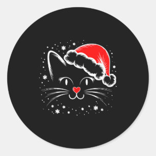 Cute Santa Cat Lover Christmas Men Women Kids  Classic Round Sticker