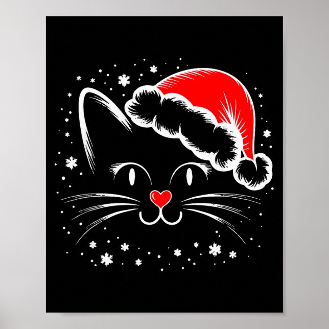 Cute Santa Cat Lover Christmas Men Women Kids  Poster (Front)
