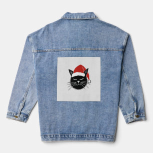 Cute Santa Cat Lover Christmas Men Women Kids T-Sh Denim Jacket