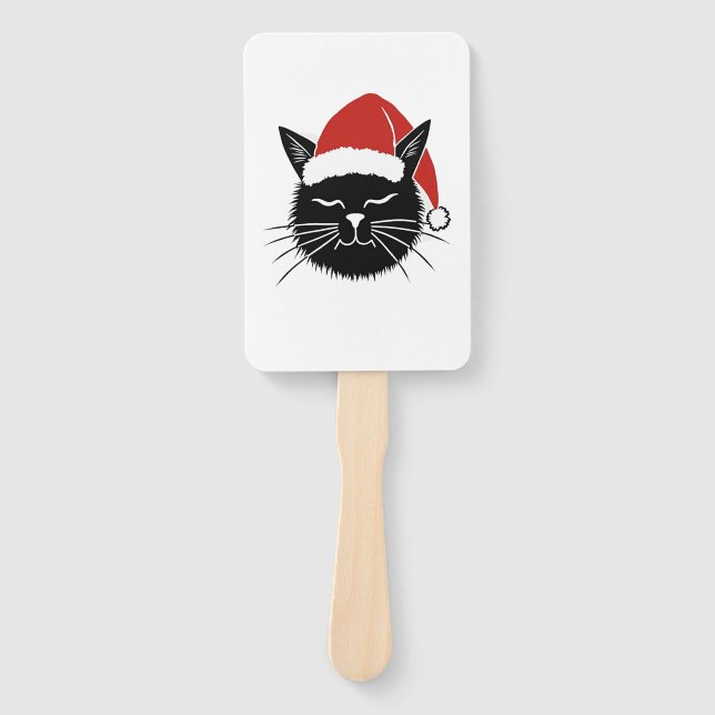 Cute Santa Cat Lover Christmas Men Women Kids T-Sh Hand Fan (Front)