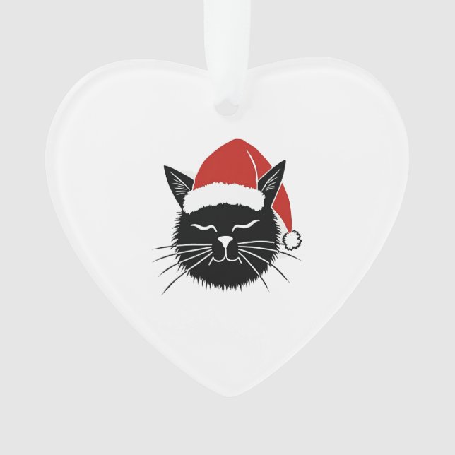 Cute Santa Cat Lover Christmas Men Women Kids T-Sh Ornament (Front)