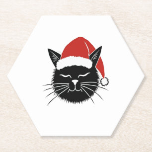 Cute Santa Cat Lover Christmas Men Women Kids T-Sh Paper Coaster