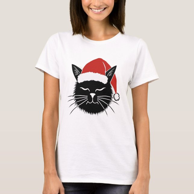 Cute Santa Cat Lover Christmas Men Women Kids T-Sh T-Shirt (Front)