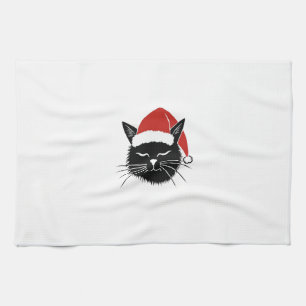 Cute Santa Cat Lover Christmas Men Women Kids T-Sh Tea Towel