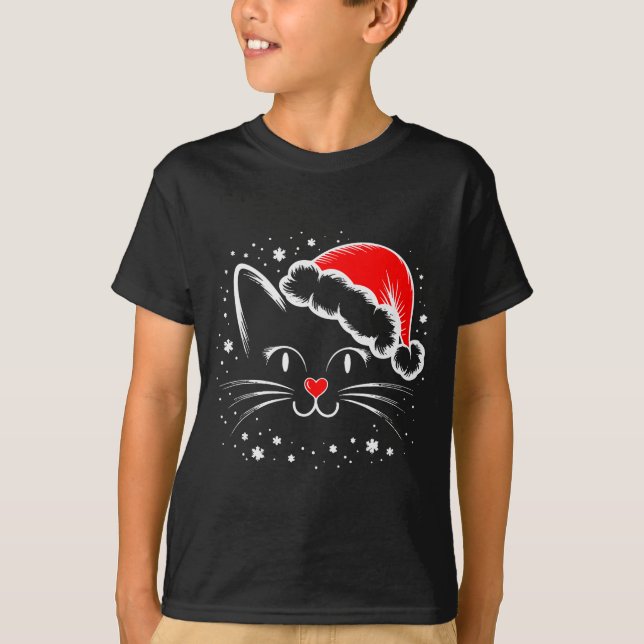 Cute Santa Cat Lover Christmas Men Women Kids  T-Shirt (Front)