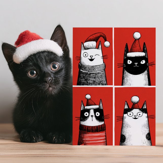 Cute Santa Cats Humorous Cat Lover Meowy Christmas Holiday Card (Creator Uploaded)