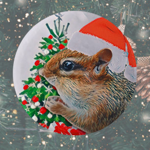 Cute Santa Chipmunk Christmas 6 Cm Round Badge