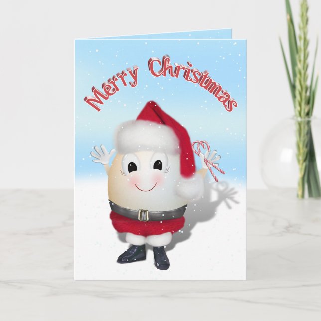 Cute Santa Christmas Egg Holiday Card (Front)