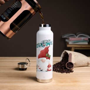 Cute Santa Christmas Gnome with Reindeer  Water Bottle