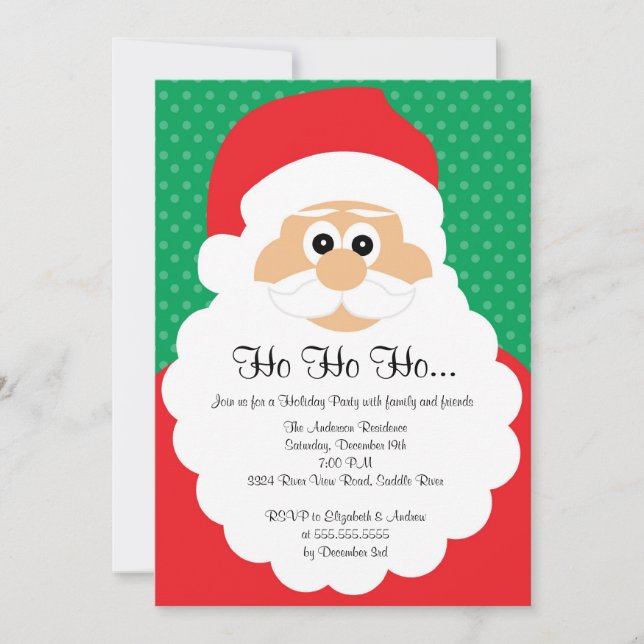 Cute Santa Christmas Holiday Party Invitation (Front)