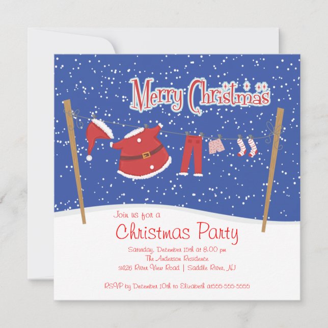 Cute Santa Christmas Holiday Party Invitations (Front)