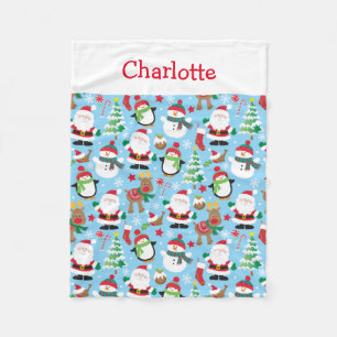 Cute Santa Christmas Kids Personalized Fleece Blanket