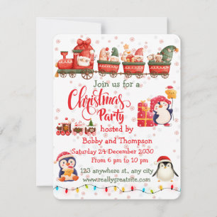 Cute Santa Christmas Party Invitation 