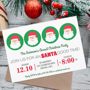 Cute Santa Christmas Party Invitations