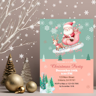 Cute Santa Christmas Party Invitations 