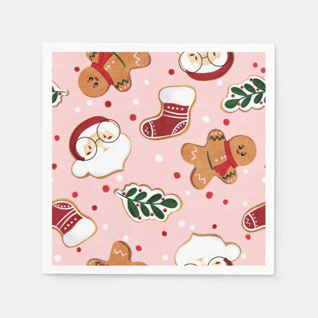 Cute Santa & Christmas Pattern Paper Napkins | (Front)
