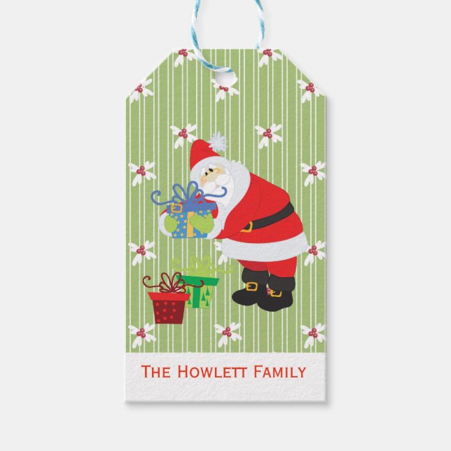 Cute Santa Christmas Personalised Gift Tags (Front)