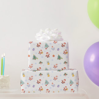 Cute Santa Christmas Tree Holiday Wrapping Paper