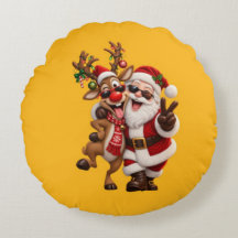 Cute Santa Claus and Deer Christmas HolidayFestive