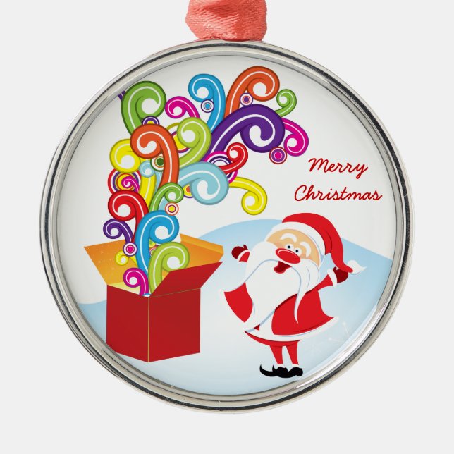 Cute Santa Claus And Gift Box Christmas ornament (Front)