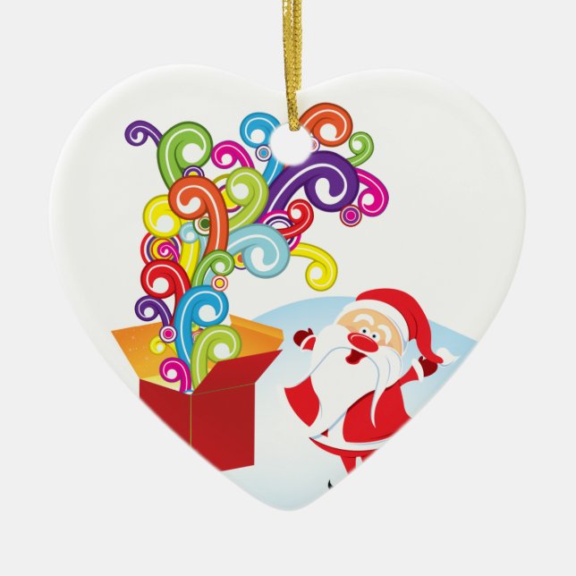Cute Santa Claus And Gift Box Christmas ornament (Front)
