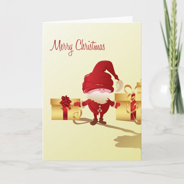 Cute Santa Claus and Gifts Blank Card (Front)