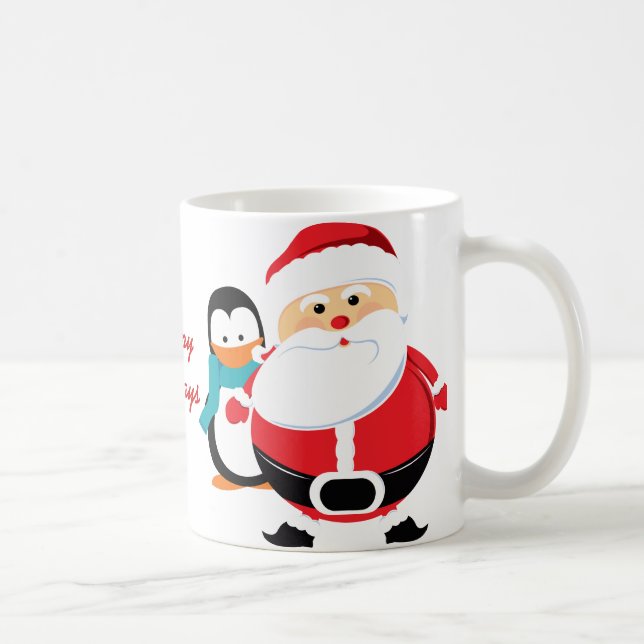 Cute Santa Claus And Penguin Coffee Mug (Right)