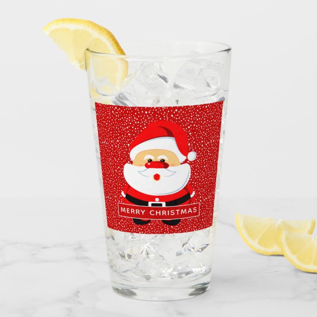 Cute Santa Claus and snow Christmas Glass (Front Ice)