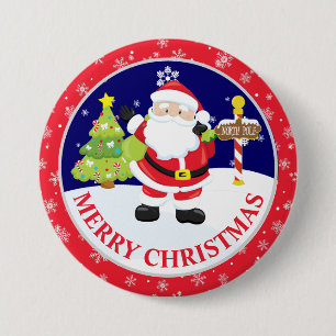 Cute Santa Claus and Snowy Scene Christmas 7.5 Cm Round Badge