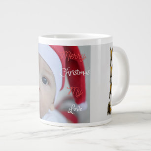 Cute Santa Claus Baby Photo Large Coffee Mug