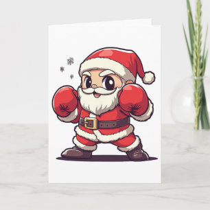 Cute Santa Claus Boxing - Holiday-themed Christmas Card
