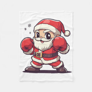 Cute Santa Claus Boxing - Holiday-themed Christmas Fleece Blanket
