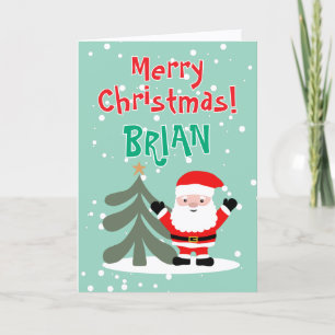 Cute Santa Claus cartoon Christmas card for kids