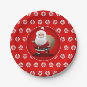 Cute Santa Claus Cartoon Paper Plate