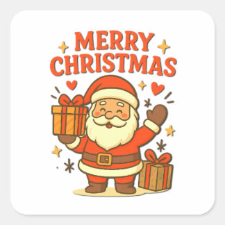  Cute Santa Claus Christmas Art –  Merry Christmas Square Sticker
