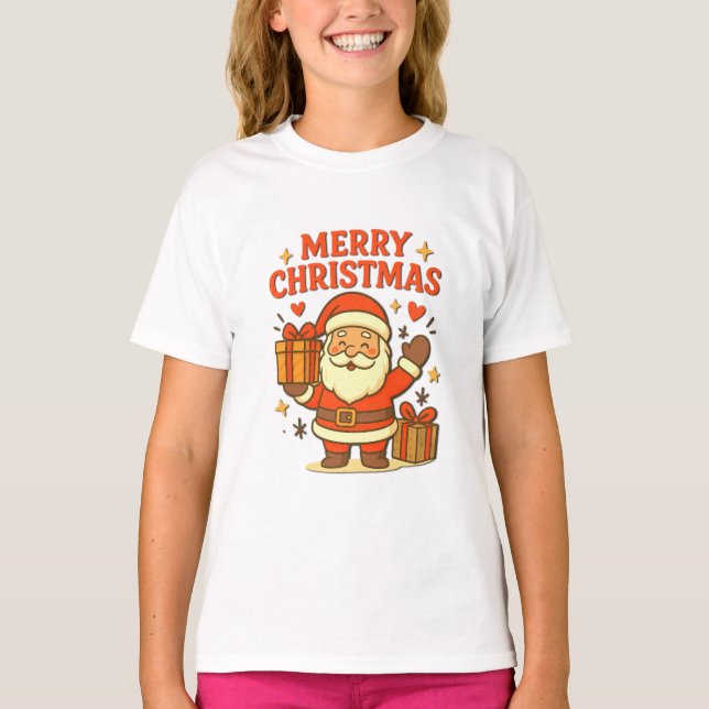  Cute Santa Claus Christmas Art –  Merry Christmas T-Shirt (Front)