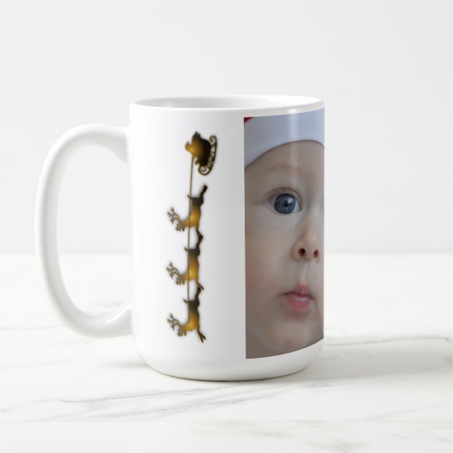 Cute Santa Claus Christmas Baby Photo Coffee Mug (Left)