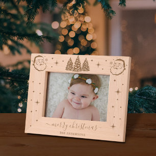 Cute Santa Claus Christmas Etched Frames