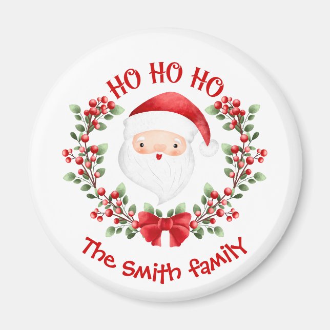 Cute Santa Claus Christmas Family Name Magnet (Front)