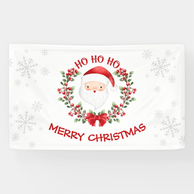 Cute Santa Claus Christmas | Holiday Party Banner (Horizontal)