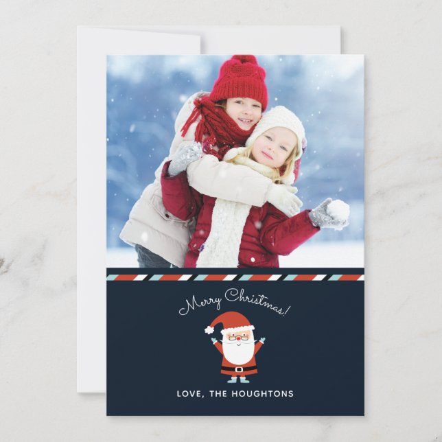 Cute Santa Claus Christmas Holiday Photo Card (Front)