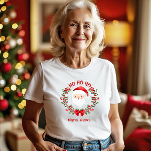 Cute Santa Claus Christmas Name Grandma Mama Tri-Blend Shirt