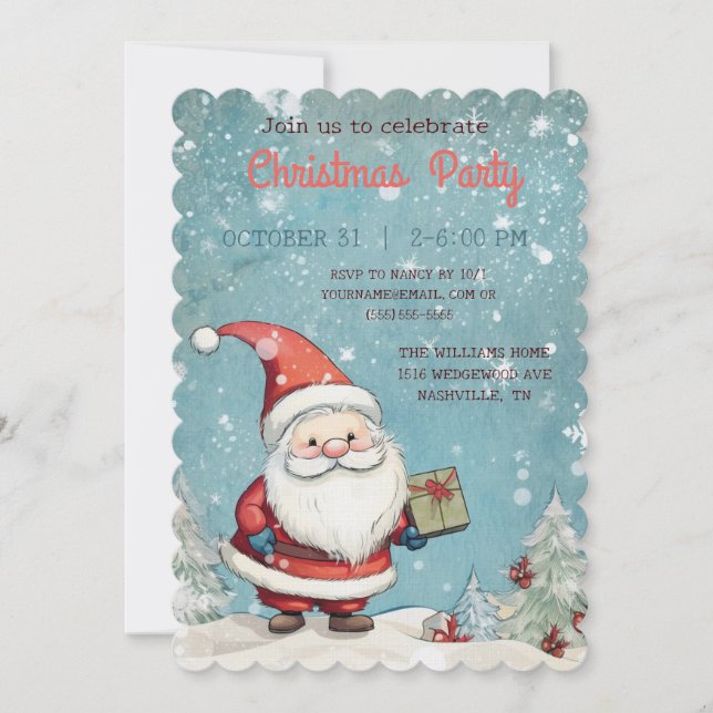 Cute Santa Claus Christmas Party Invitation (Front)