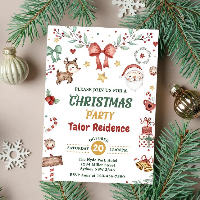 Cute Santa Claus Christmas Party  Invitation (Creator Uploaded)