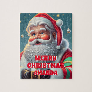 Cute Santa Claus Christmas Personalised Kids  Jigsaw Puzzle