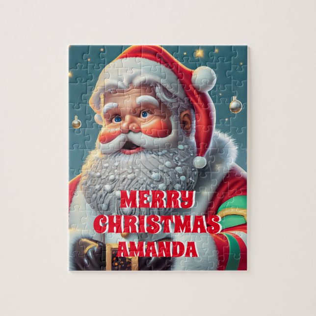 Cute Santa Claus Christmas Personalised Kids  Jigsaw Puzzle (Vertical)