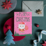 Cute Santa Claus Christmas Pink Postcard<br><div class="desc">Cute Santa Claus Christmas Pink Holiday Postcard . Great for this upcoming season. It's great for your Customers,  or Family and Friends . Wish them a Merry Christmas.</div>