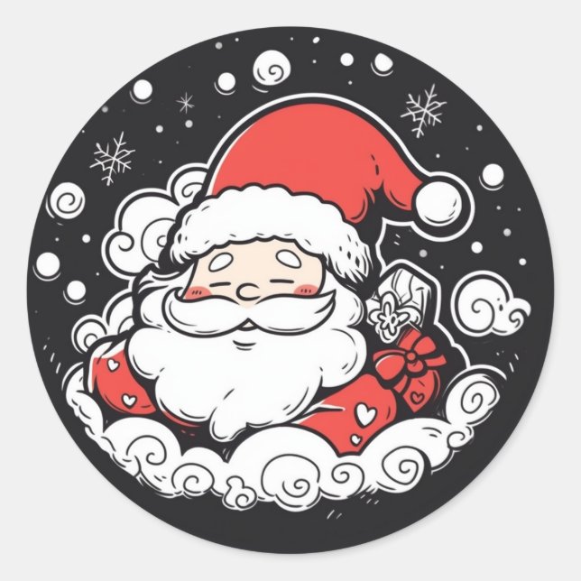 Cute Santa Claus Christmas sticker (Front)